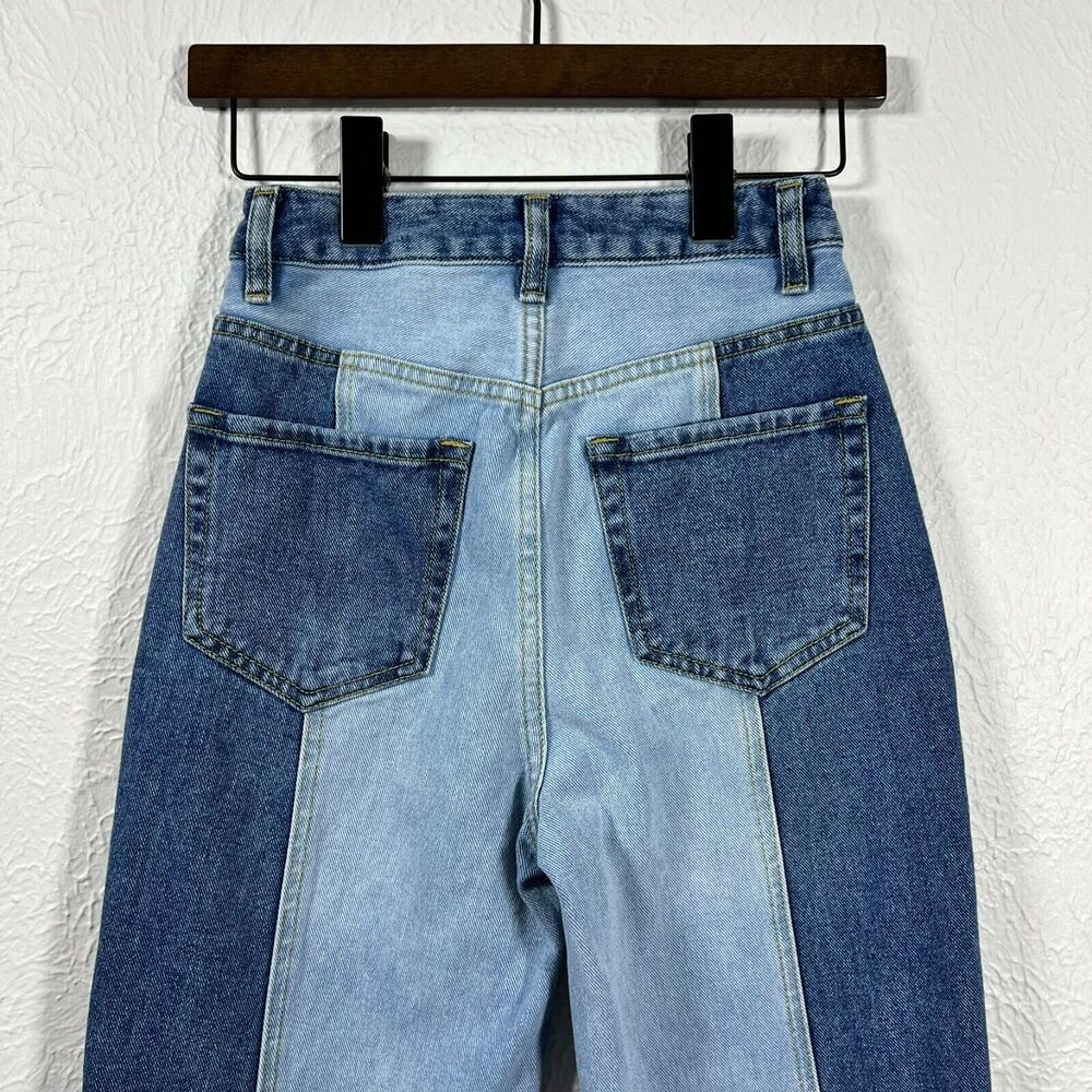 PacSun 90s Eco Two-Tone High Rise Colorblock Patch Boyfriend Jeans Women's 24 - Picture 8 of 15
